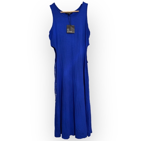 NWT See You Monday Cut-Out Midi Dress Women’s XL Blue Sleeveless A-Line 734 - Picture 3 of 16